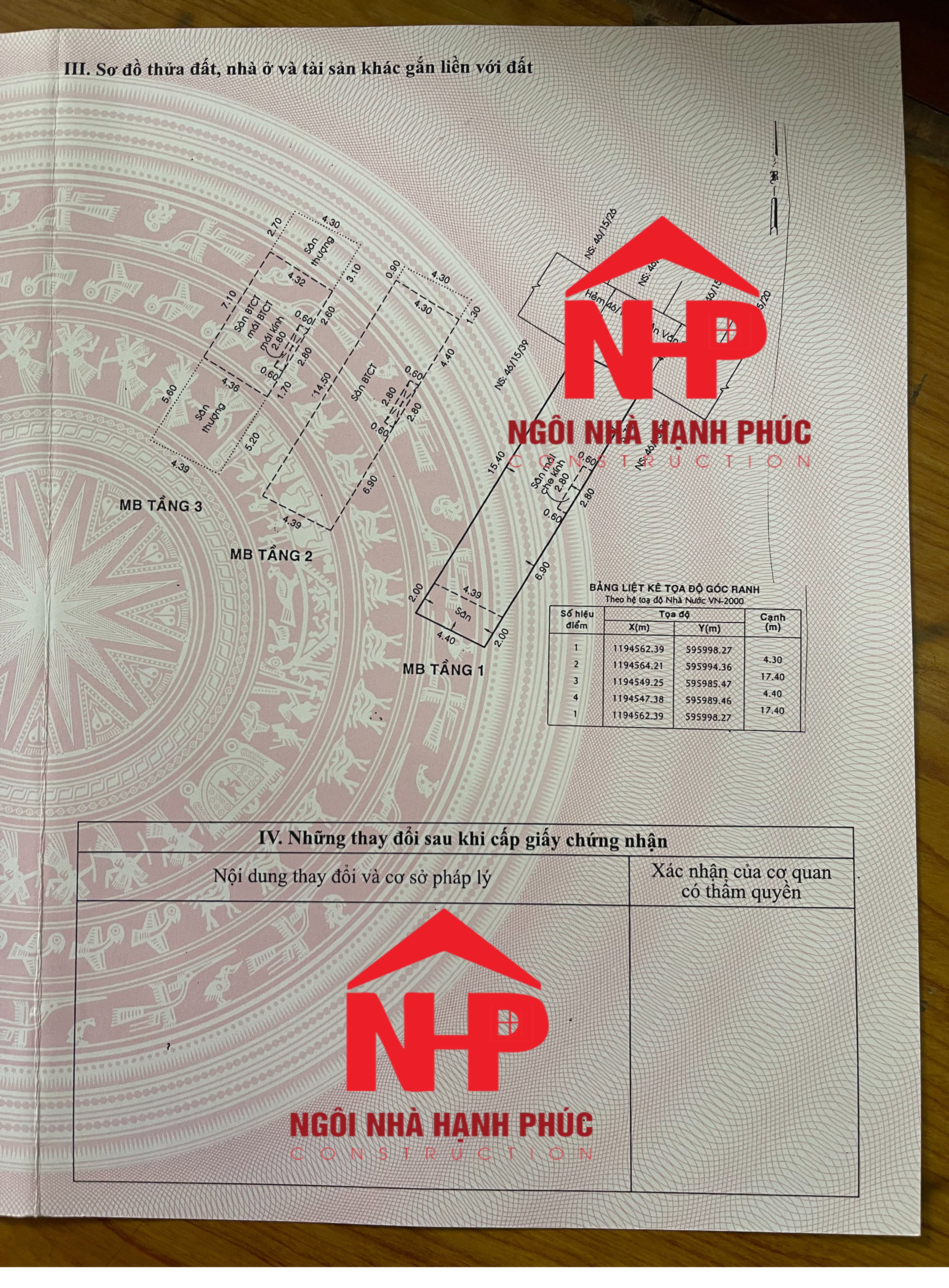 Sổ hồng trao tay khách hàng sau khi hoàn thành hồ sơ pháp lý hoàn công cấp đổi GCN 14/6