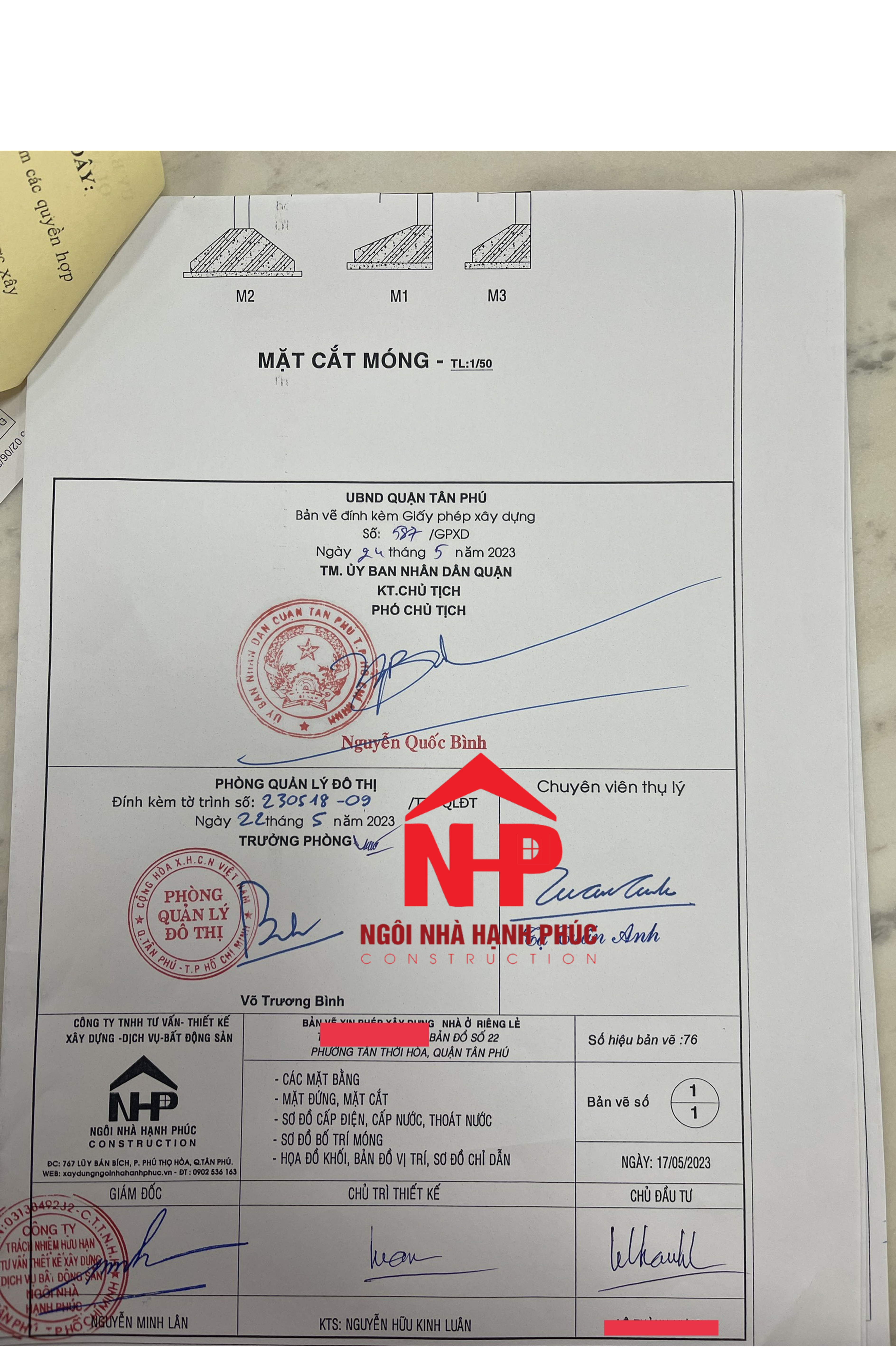 Bàn giao Giấy phép xây dựng và Bản vẽ xin phép cho khách hàng 07/06