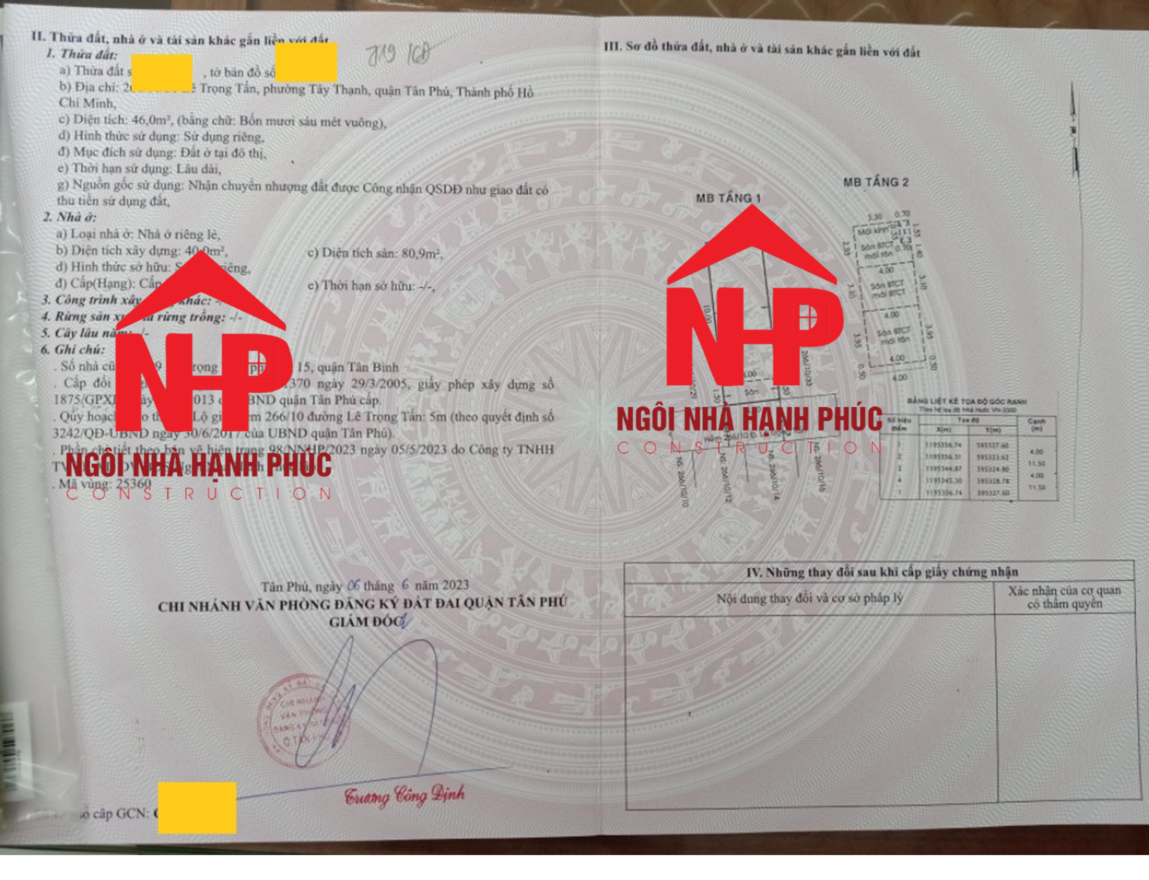 Hoàn thành hồ sơ Hoàn công cấp đổi GCN – Sổ hồng trao tay 08/06