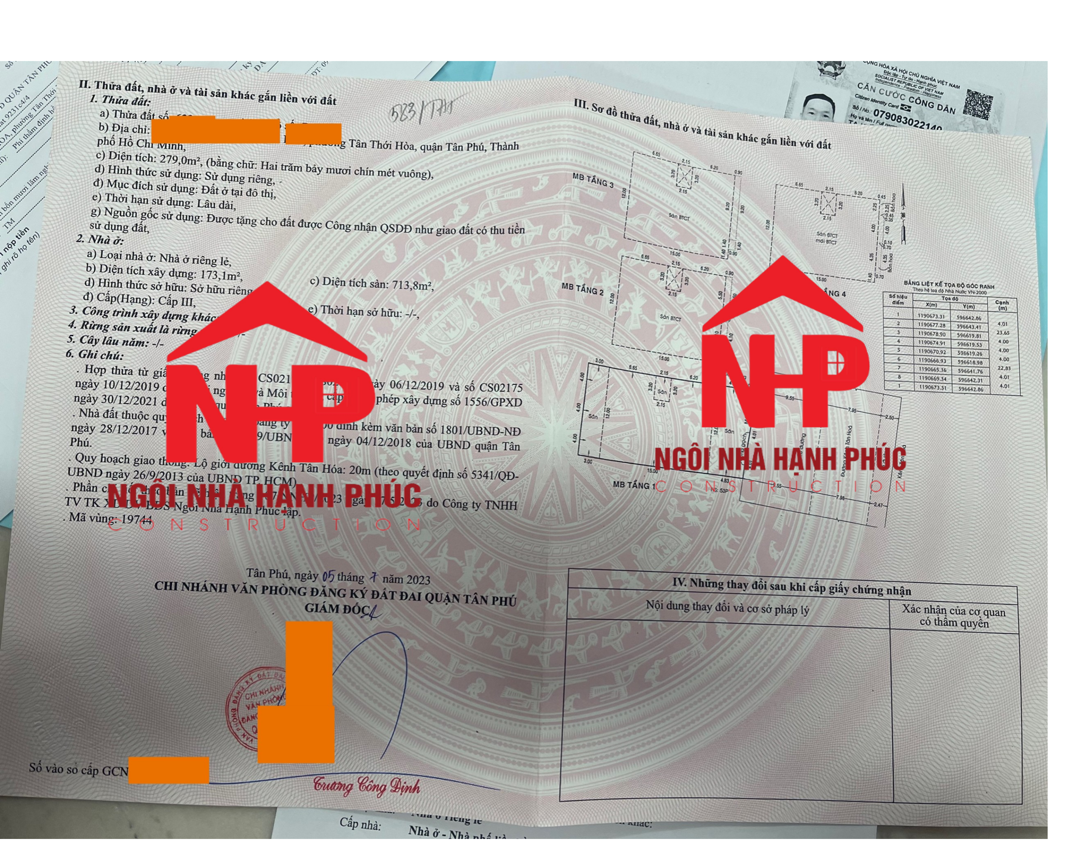 Sổ hồng trao tay sau khi hoàn thành hồ sơ pháp lý Hoàn Công Hợp Thửa. (7/2023)