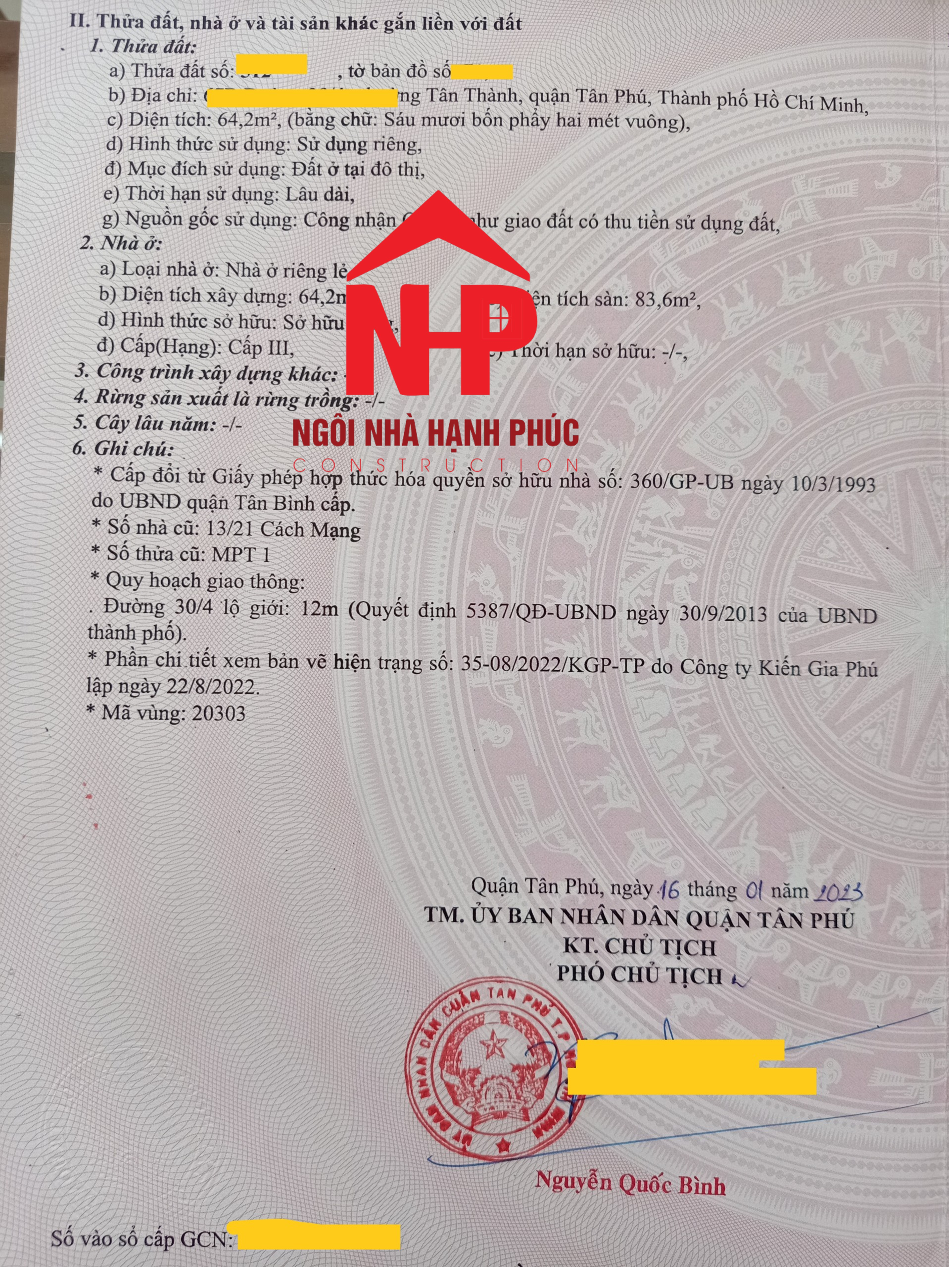 Sổ hồng trao tay – Sau khi hoàn thành hồ sơ pháp lý Đăng bộ (sang tên) T7