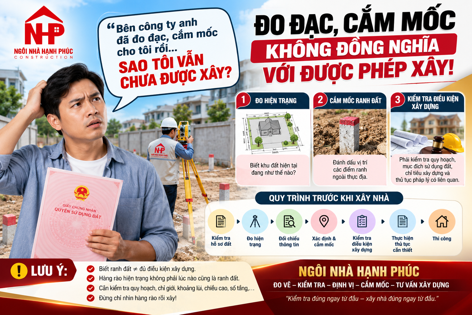 ĐO ĐẠC, CẮM MỐC RỒI SAO VẪN CHƯA ĐƯỢC XÂY? GIẢI THÍCH CHI TIẾT