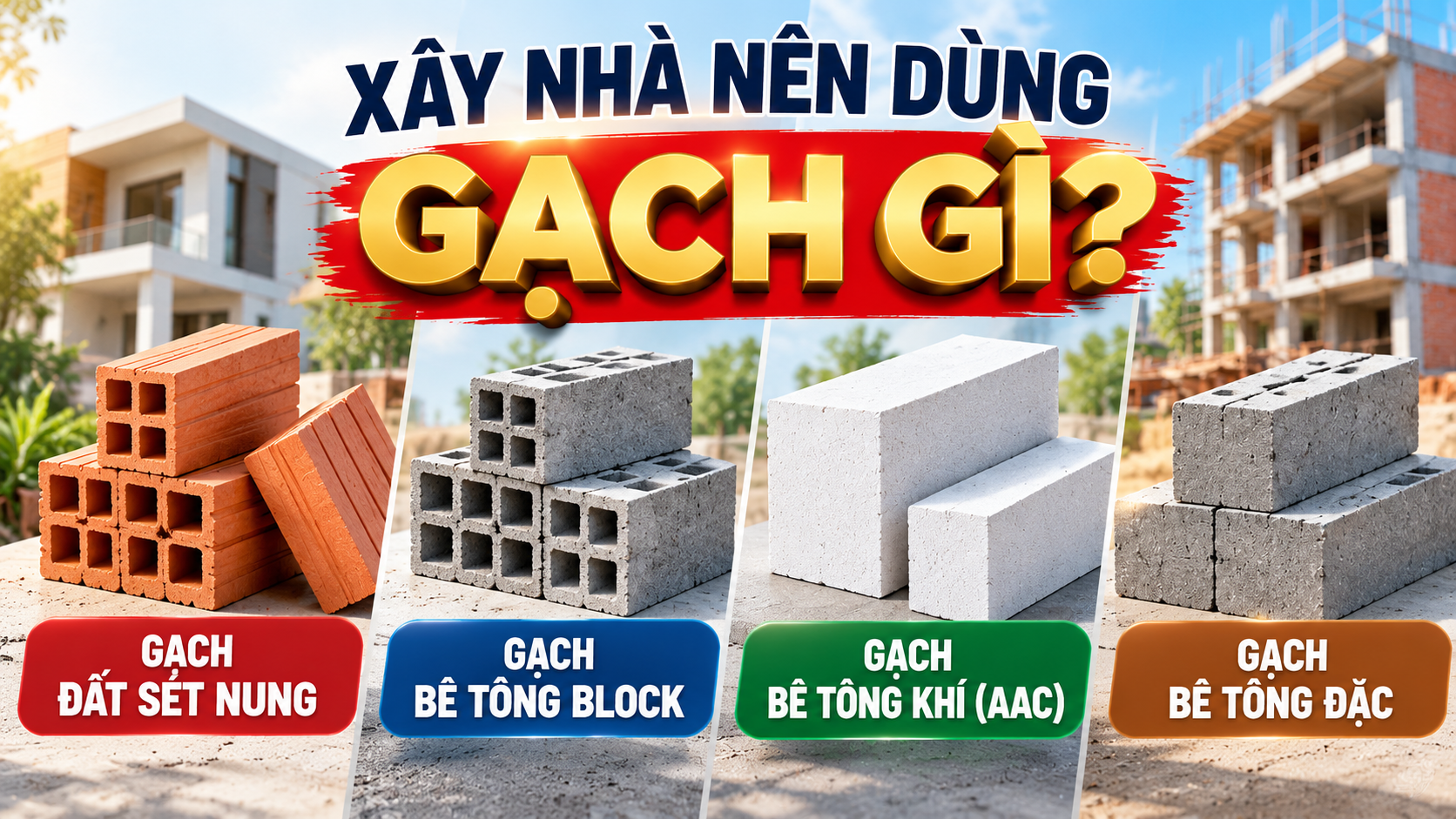 Xây Nhà Nên Dùng Gạch Gì? 4 Loại Gạch Xây Dựng Phổ Biến Hiện Nay